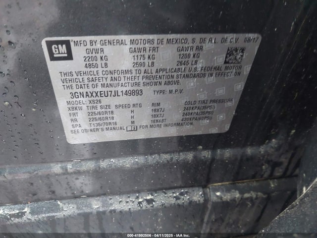 3GNAXXEU7JL149893 Chevrolet Equinox Premier