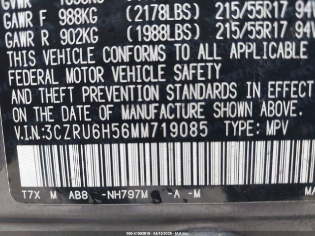 3CZRU6H56MM719085 Honda Hr-v Awd Ex