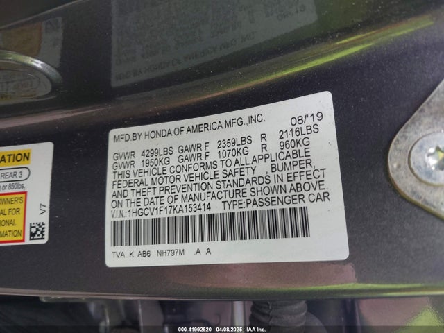 1HGCV1F17KA153414 Honda ACCORD LX