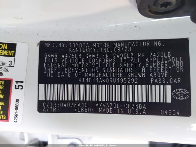 4T1C11AK0RU195292 Toyota CAMRY LE