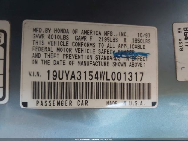 1998 ACURA CL 19UYA3154WL001317 Photo 8