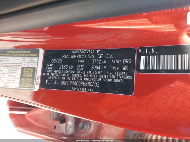 3KPF24AD3PE680832 KIA mpi nu