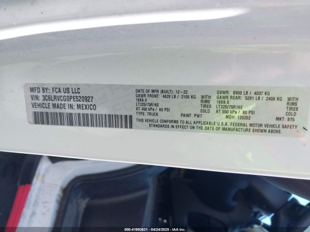 3C6LRVCG0PE520927 RAM Promaster 2500 High Roof 136 Wb