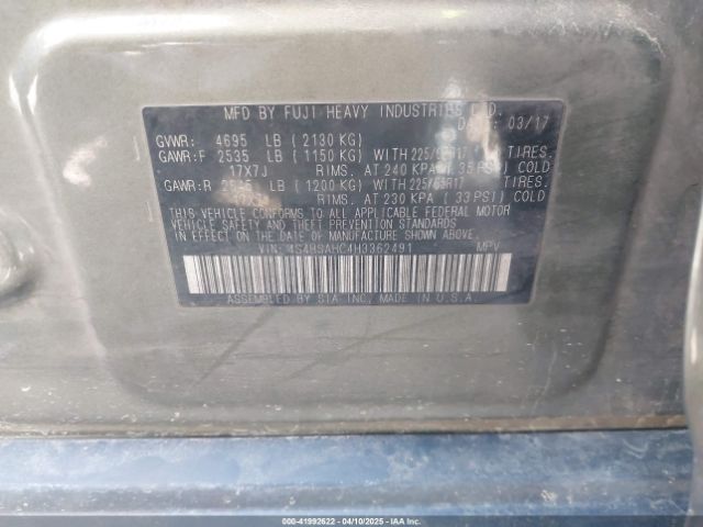 4S4BSAHC4H3362491 Subaru Outback 2.5i Premium