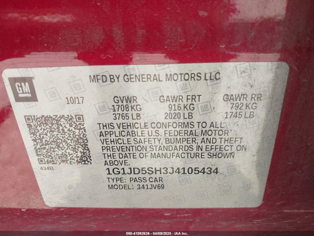 1G1JD5SH3J4105434 Chevrolet luw - mfi, e85 max