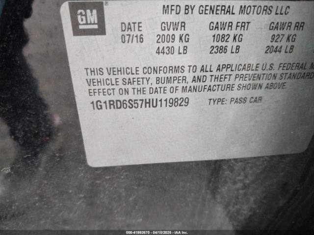1G1RD6S57HU119829 Chevrolet Volt Premier