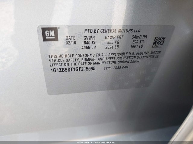 1G1ZB5ST1GF215585 Chevrolet MALIBU LS