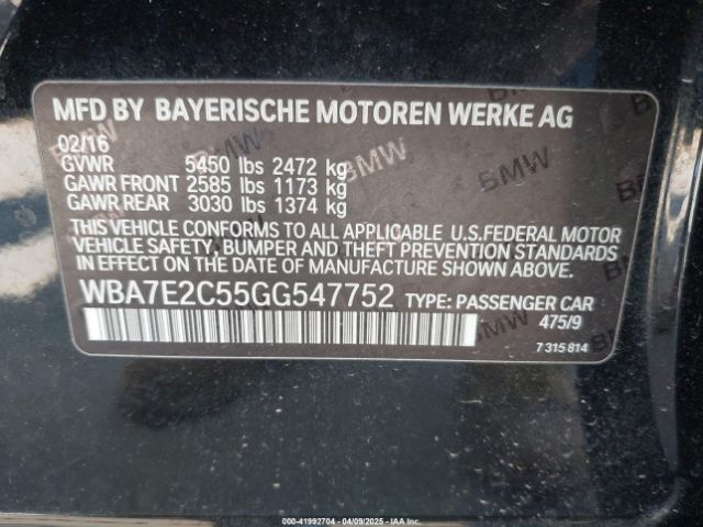 WBA7E2C55GG547752 BMW 740I