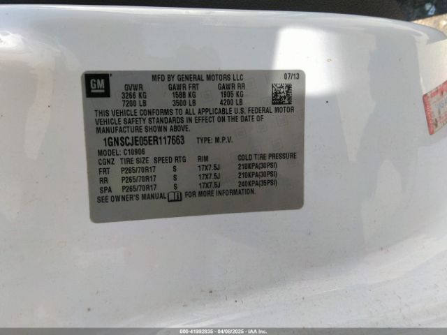 1GNSCJE05ER117663 Chevrolet Suburban 1500 Lt