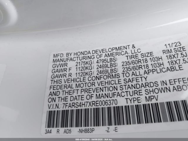 7FARS4H7XRE006370 Honda Cr-v Ex-l Awd