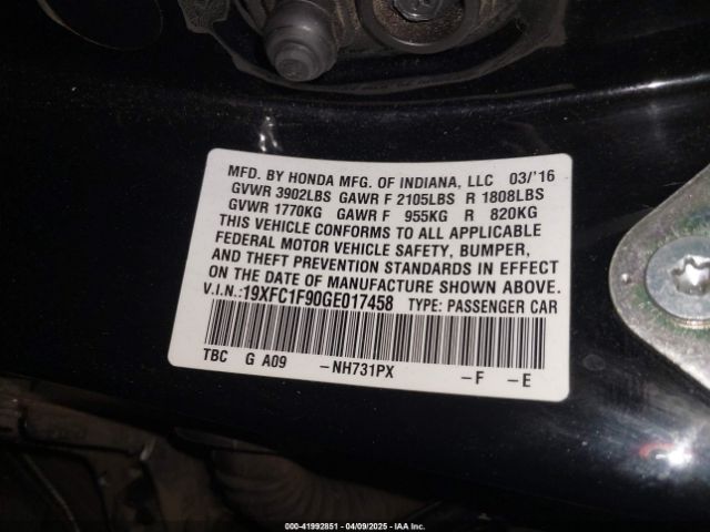 19XFC1F90GE017458 Honda l15b7