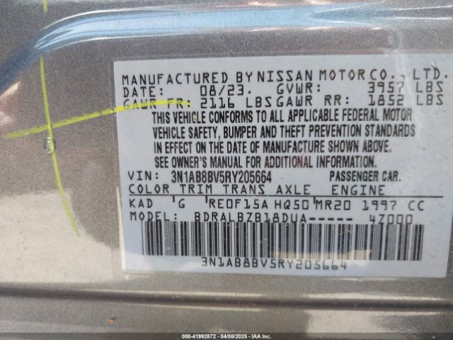 3N1AB8BV5RY205664 Nissan Sentra S Xtronic Cvt