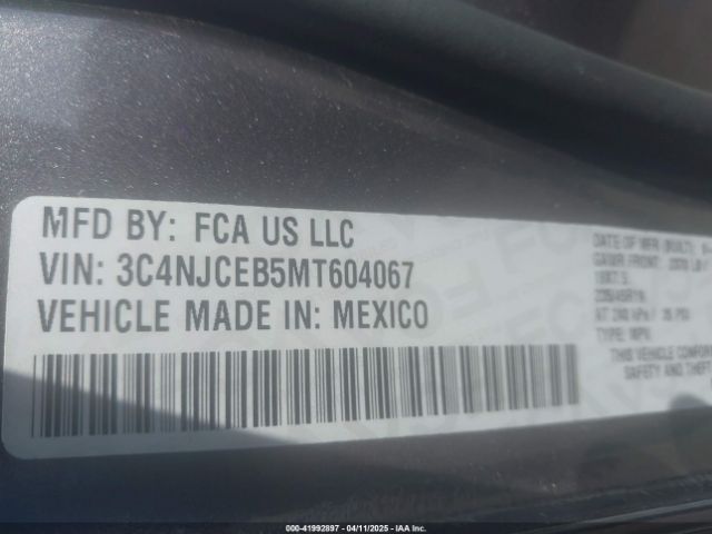 3C4NJCEB5MT604067 Jeep Compass 80th Anniversary Fwd