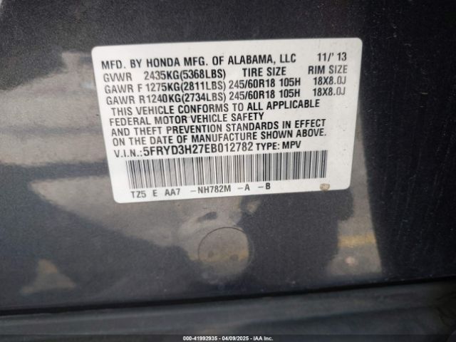 5FRYD3H27EB012782 Acura MDX