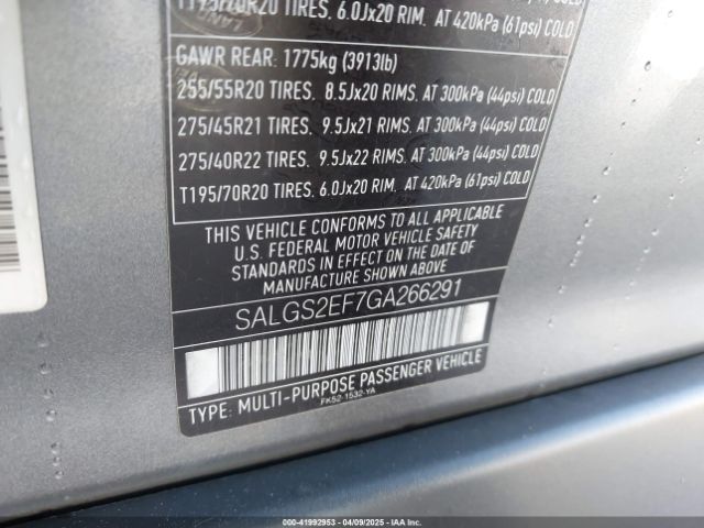 SALGS2EF7GA266291 Land Rover Range Rover 5.0l V8 Supercharged