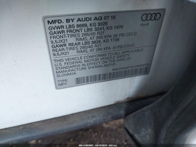 WA1VAAF70JD054013 Audi Q7 3.0t Premium