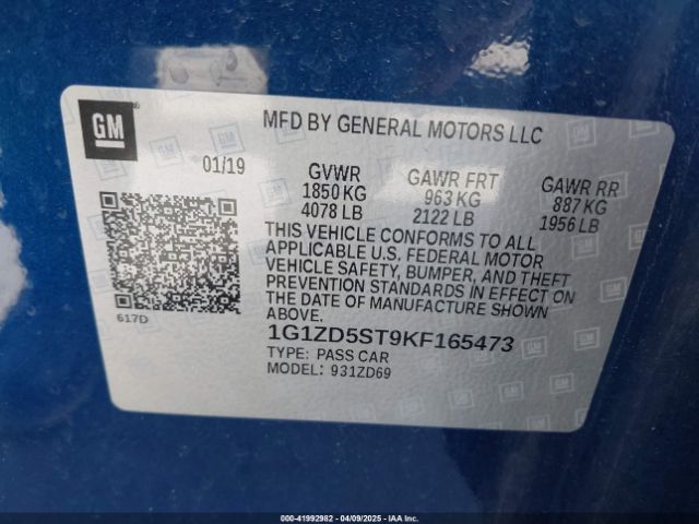 1G1ZD5ST9KF165473 Chevrolet MALIBU LT