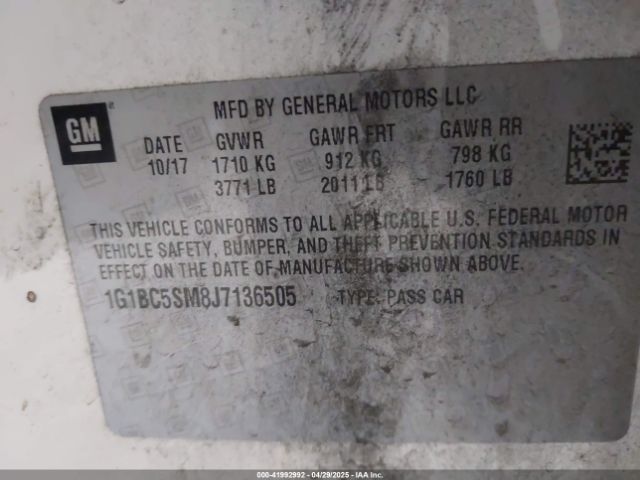 2018 CHEVROLET CRUZE 1G1BC5SM8J7136505 Photo 8