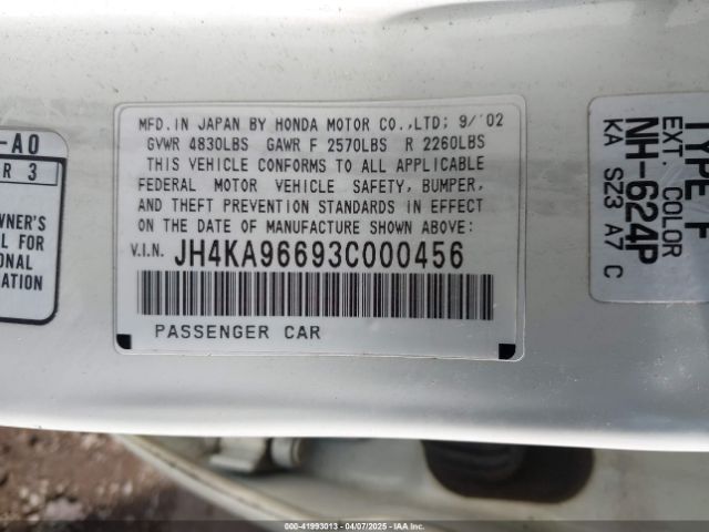 2003 ACURA RL JH4KA96693C000456 Photo 8