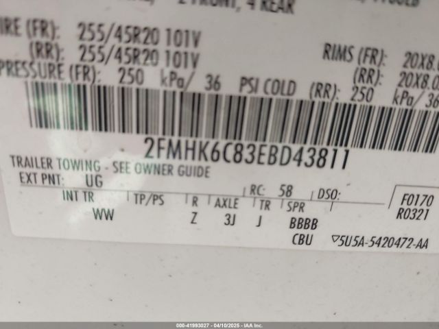 2FMHK6C83EBD43811 Ford FLEX SEL