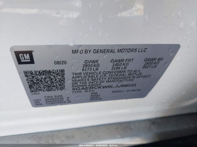 5GAERCKW9LJ298031 Buick Enclave Fwd Premium
