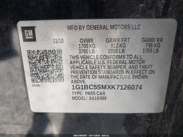1G1BC5SMXK7126074 Chevrolet le2 -di: direct injection, vvt: variable valve timing, gen, alum