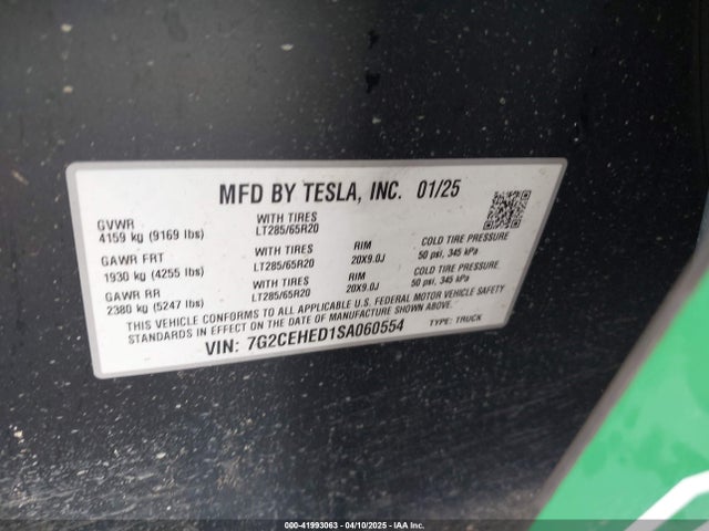 2025 TESLA CYBERTRUCK 7G2CEHED1SA060554 Photo 8