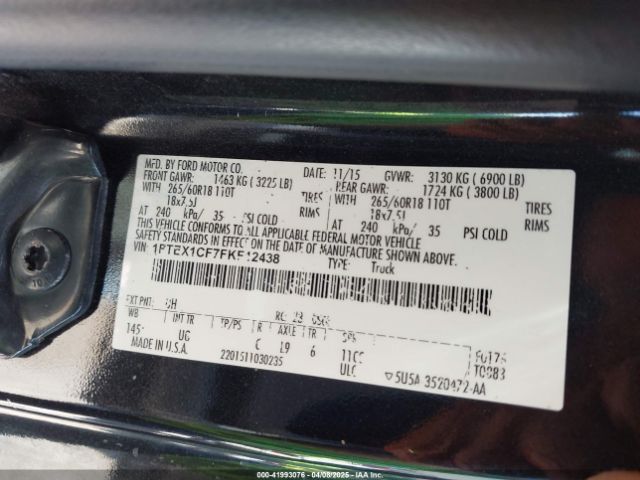 1FTEX1CF7FKF12438 Ford F-150 Xlt