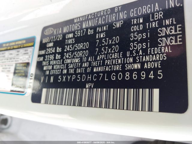 5XYP5DHC7LG086945 KIA Telluride Sx