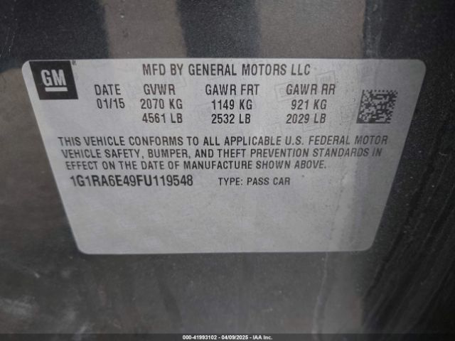 1G1RA6E49FU119548 Chevrolet Volt