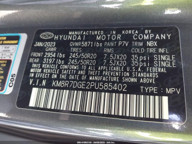 KM8R7DGE2PU585402 Hyundai Palisade Calligraphy