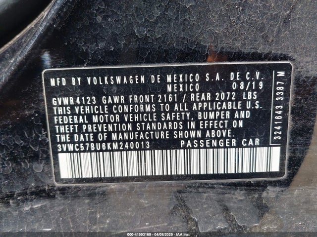 3VWC57BU6KM240013 Volkswagen Jetta 1.4t R-line/1.4t S/1.4t Se
