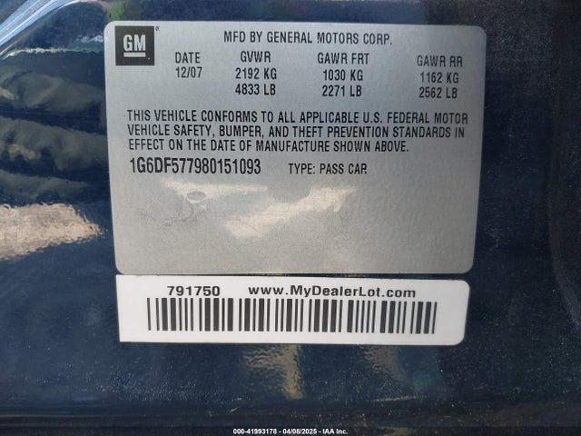 2008 CADILLAC CTS 1G6DF577980151093 Photo 8