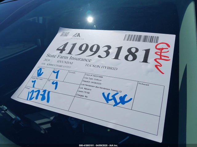 KM8JCCD16RU157257 Hyundai Tucson Hybrid Sel Convenience