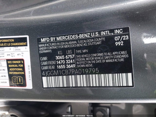 4JGGM1CB7PA019795 Mercedes-Benz ed
