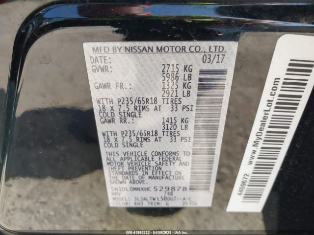 5N1DL0MNXHC529878 Infiniti QX60