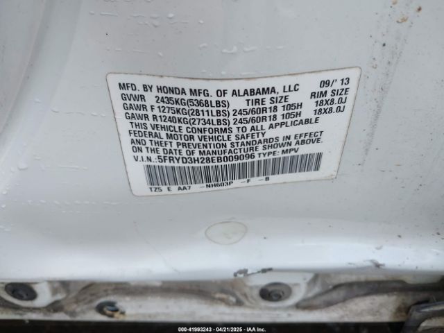 5FRYD3H28EB009096 Acura MDX