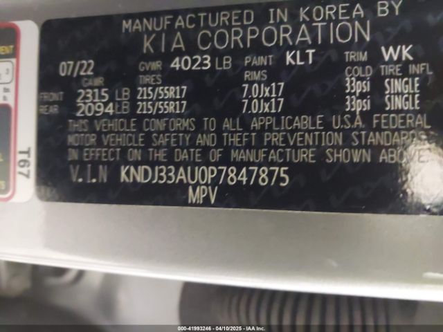 KNDJ33AU0P7847875 KIA SOUL EX