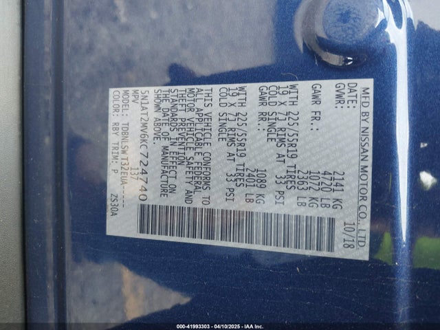 Nissan Rogue Sl 2019 5N1AT2MV6KC724740 Image 9