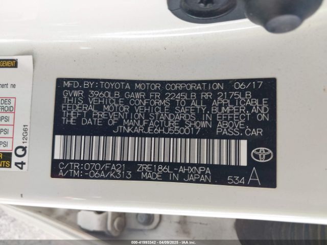 JTNKARJE6HJ550017 Toyota COROLLA IM