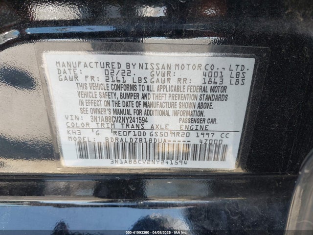 3N1AB8CV2NY241594 Nissan Sentra Sv Xtronic Cvt