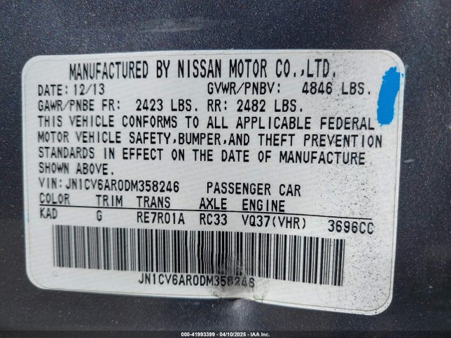 Продаж на аукціоні авто 2013 Infiniti G37x, vin: JN1CV6AR0DM358246, номер лоту: 41993399