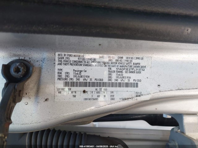 1FADP3E27FL313732 Ford FOCUS S