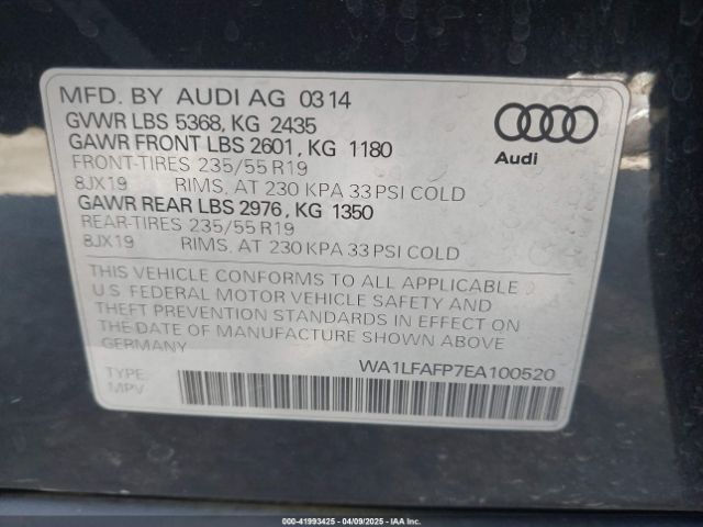 WA1LFAFP7EA100520 Audi Q5 2.0t Premium