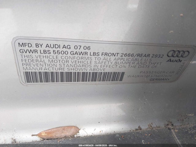 2007 AUDI A6 WAUKH74F97N032626 Photo 8