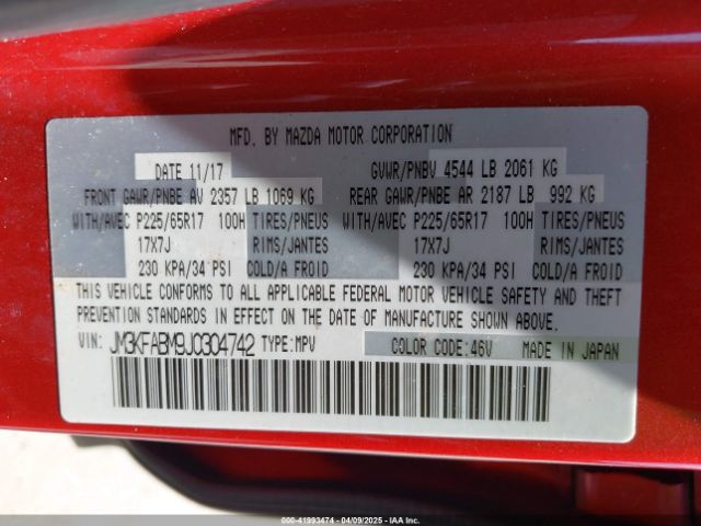 JM3KFABM9J0304742 Mazda CX-5 SPORT