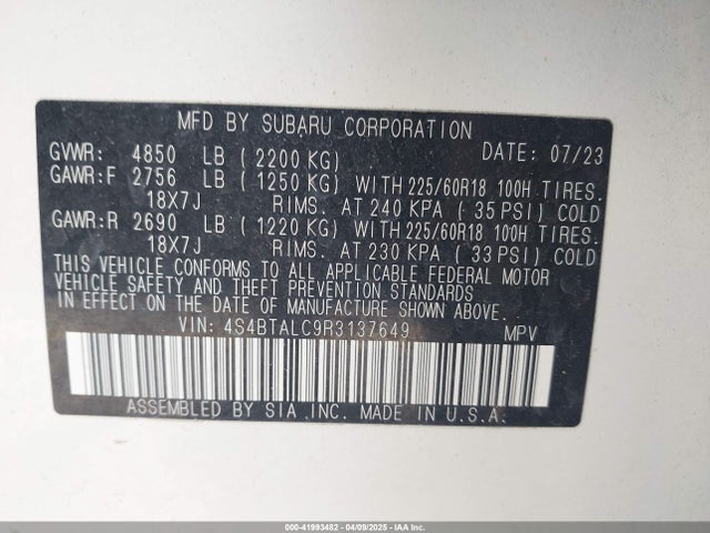 4S4BTALC9R3137649 Subaru na, u5