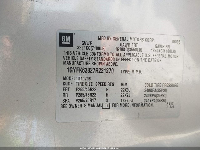 2007 CADILLAC ESCALADE 1GYFK63827R221270 Photo 8