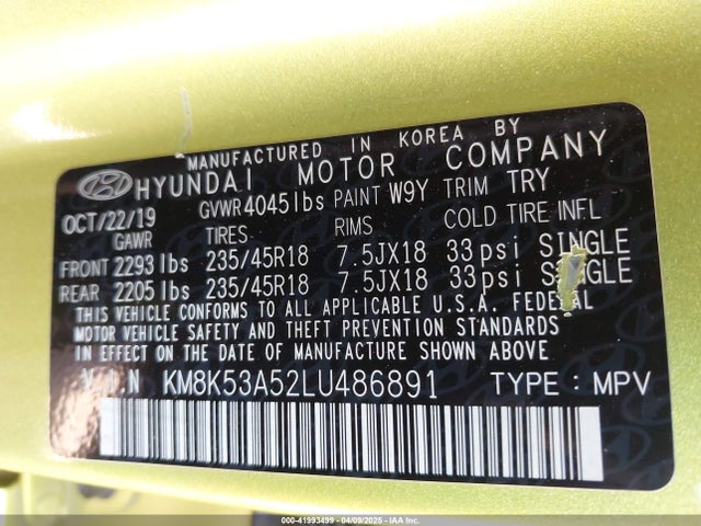 KM8K53A52LU486891 Hyundai Kona Ultimate