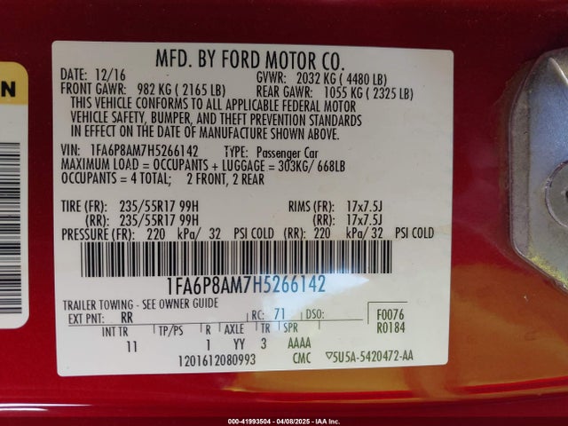 1FA6P8AM7H5266142 Ford Mustang V6